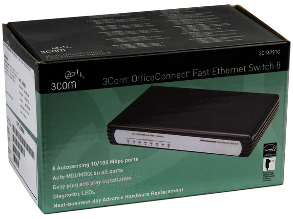 Switch OfficeConect 3Com de 8 Puertos, 10/100 Mbps