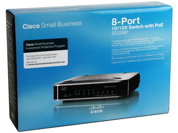 Switch Cisco Small Business SD208P de 8 Puertos, 10/100Mbps, PoE