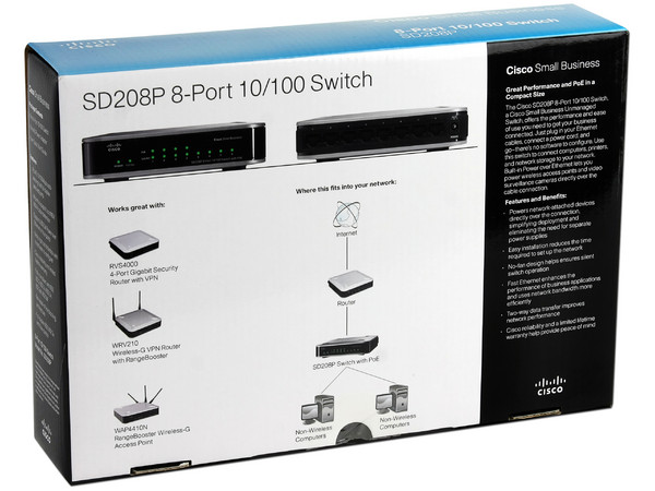 Switch Cisco Small Business SD208P de 8 Puertos, 10/100Mbps, PoE