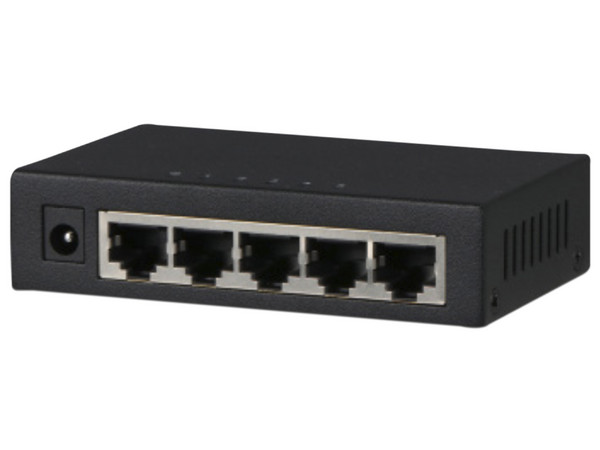 Switch Dahua DH-PFS3005-5GT no administrado con 5 puertos Gigabit Ethernet.