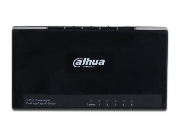 Switch Dahua DH-PFS3005-5GT-L con 5 puertos Gigabit 10/100/1000Mbps, Ethernet.