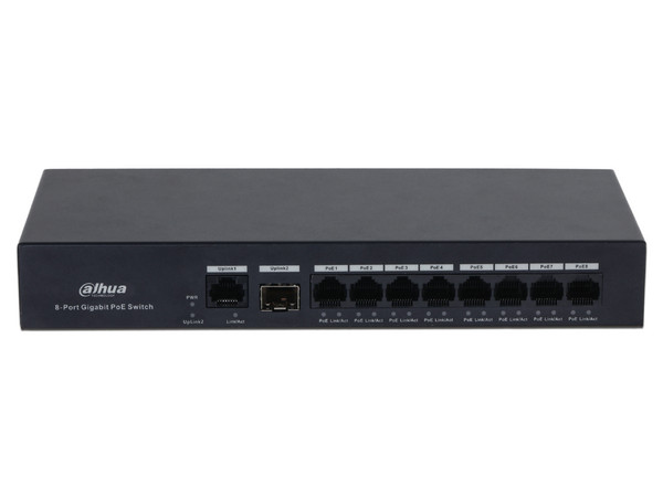 Switch Dahua PFS3110-8GT-65 de 8 puertos Gigabit Ethernet PoE.