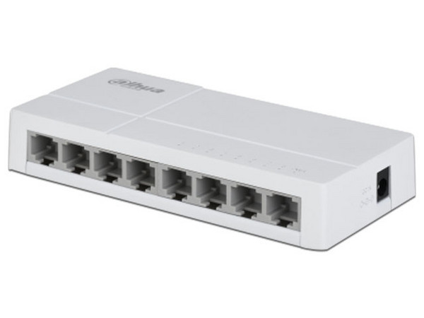 Switch de escritorio con 8 puertos Fast Ethernet (10/100 Mbps), diseño compacto de capa 2, con capacidad de switching de 1.6 Gbps.