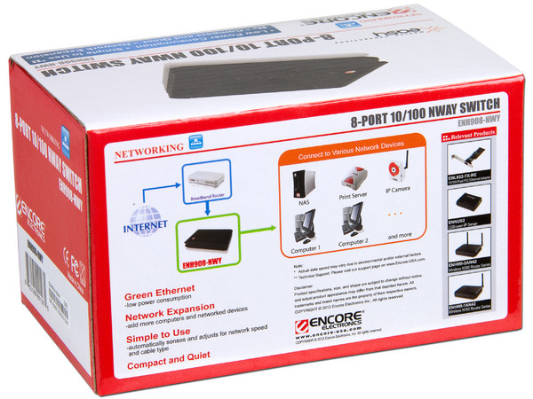 Switch ENCORE, Full duplex / Half duplex, 8 Puertos, 10/100Mbps.