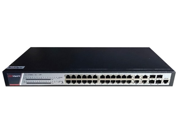 Switch Administrable Hikvision PoE+ DS-3E2528P(B) de 24 puertos 10/100/1000 Mbps PoE+, 4 puertos 10/100/1000 Mbps y 4 puertos SFP de Uplink, 370W.