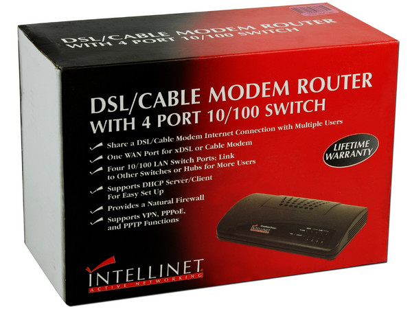 Ruteador INTELLINET Cable/DSL con 4 puertos de10/100Mbps.