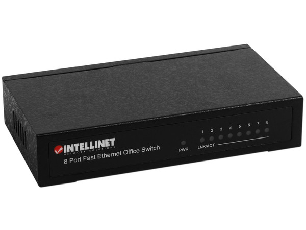 Switch Fast Ethernet INTELLINET de 8 Puertos 10/100Mbps, Metálico.                      