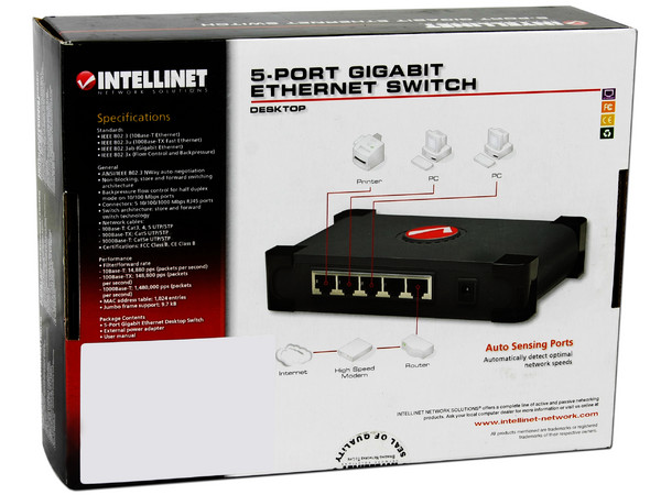 Switch INTELLINET Gigabit de 5 Puertos 10/100/1000 Mbps                                   