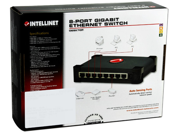 Switch INTELLINET Gigabit de 8 Puertos 10/100/1000 Mbps