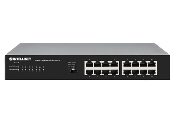 Switch Intellinet 561815 de 16 puertos de 10/100/1000 Mbps, RJ-45.