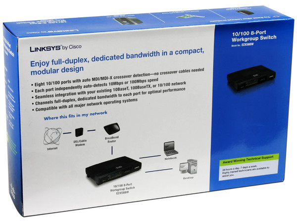 Workgroup Switch Linksys de 8 Puertos, 10/100Mbps