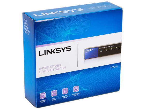 Switch Gigabit LINKSYS SE3008 de 8 Puertos, Gigabit 10/100/1000 Mbps