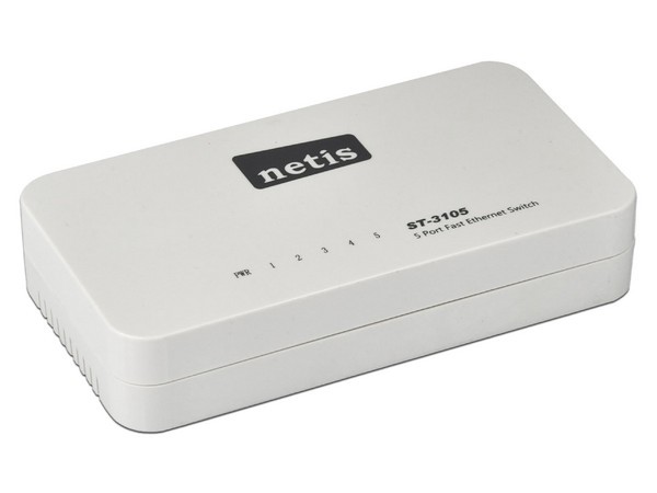 Switch Netis ST-3105 de 5 puertos RJ-45 Fast Ethernet 10/100Mbps. Color Blanco.