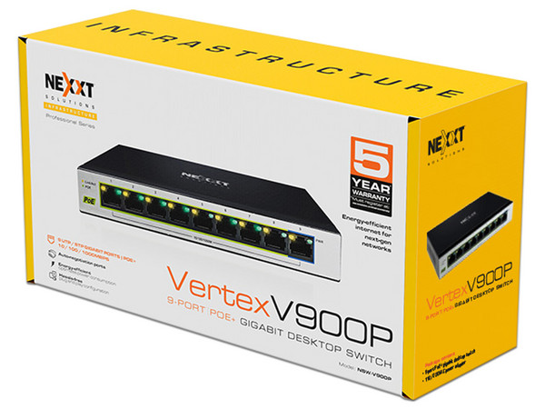 Switch Nexxt Solutions NSW-V900P de 9 puertos 10/100/1000Mbps.