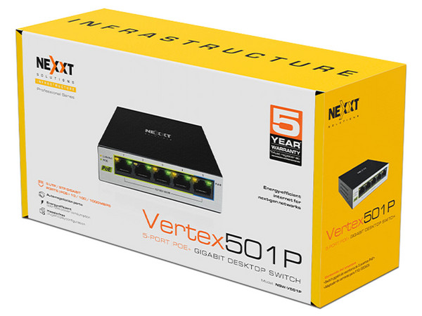 Switch Nexxt NW235NXT02, 5 Puertos RJ-45 10/100/1000 Mbps, Color Negro.