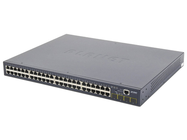 Switch Administrable Capa 2 Planet GS-4210-48T4S de 48 puertos Gigabit 10/100/1000T y 4 puertos SFP 100/1000X.