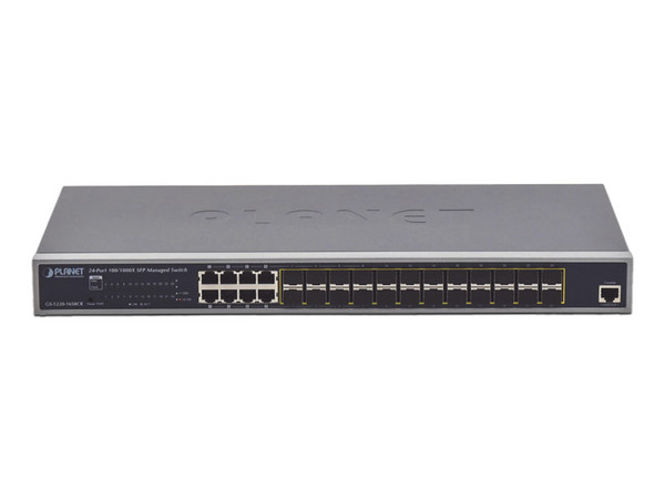 Switch Administrable Capa 2 Planet GS-5220-16S8CR de 24 Puertos SFP Gigabit 100/1000X y 8 Puertos Combo RJ45 Gigabit, Fuente de Alimentación Redundante.
