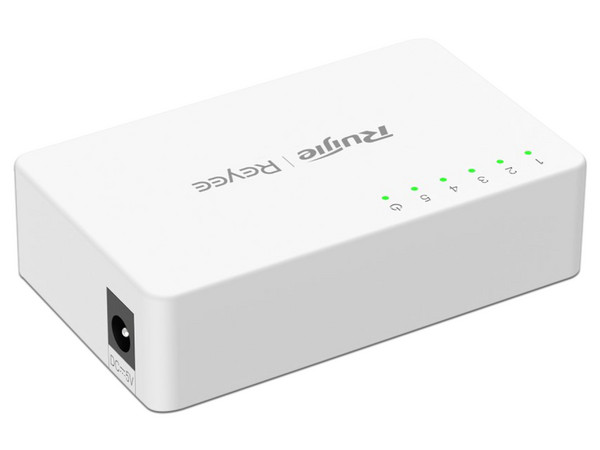 Switch PoE Ruijie de 5 puertos RJ-45 10/100/1000 Mbps, Color Blanco.