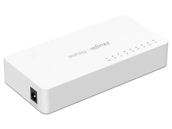 Switch PoE Ruijie de 8 puertos RJ-45 10/100/1000 Mbps, Color Negro.