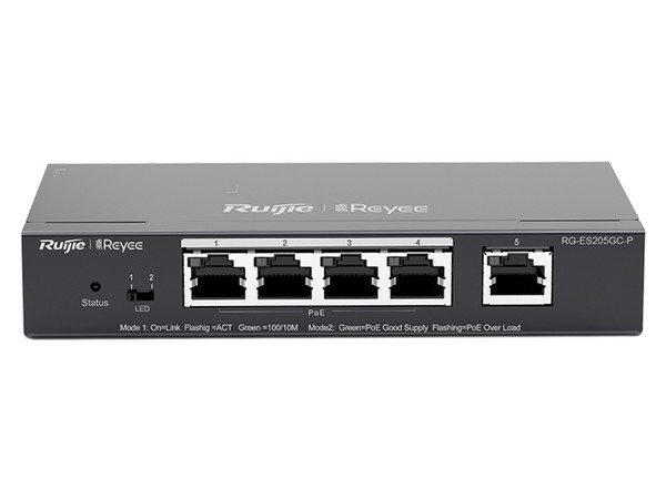 Switch Administrable Ruijie RG-ES205GC-P, 5 puertosGigabit 10/100/1000 Mbps, PoE.