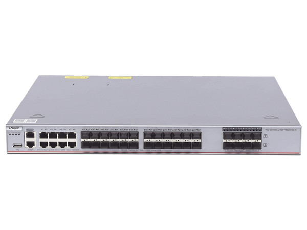 Switch Core Administrable Ruijie Capa 3 con 8 puertos Gigabit, 24 SFP y 8 SFP+ para fibra 10Gb.