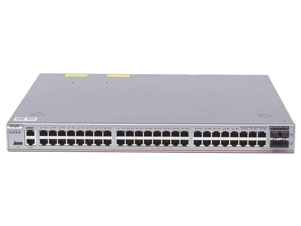 Switch Ruijie Core RG-S5760-X, administrable, con 48 puertos Gigabit y 4 SFP+ para fibra 10 Gb, gestión gratuita desde la nube.