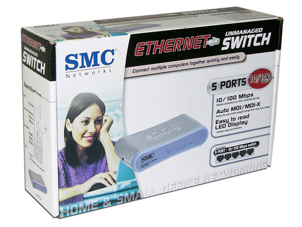Switch SMC FS5 Fast Ethernet de sobremesa, 5 puertos 10/100
