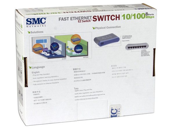 Switch SMC FS8 Fast Ethernet de sobremesa, 8 puertos 10/100