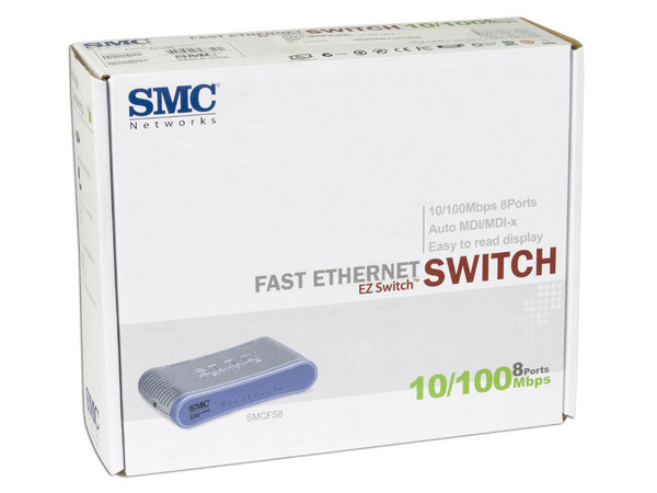 Switch SMC FS8 Fast Ethernet de sobremesa, 8 puertos 10/100