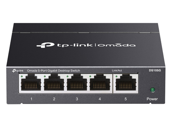 Switch, TP-Link, Omada DS105G, 5 Puertos, 10/100/1000Mbps, Gigabit, No Administrable, Color Negro.