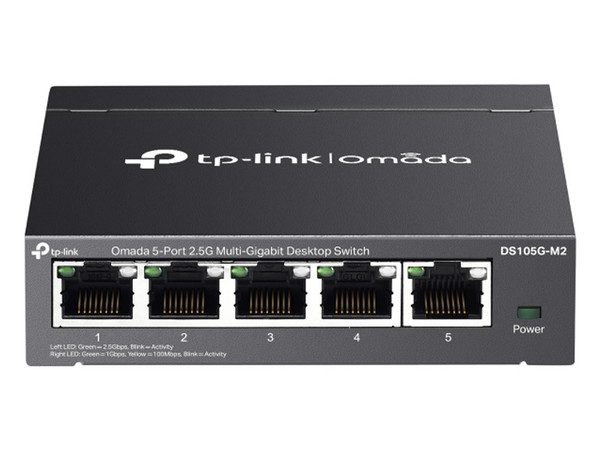 Switch TP-Link Omada DS105G-M2 5 Puertos 2.5G No Administrable Fanless Carcasa Metálica Negro.