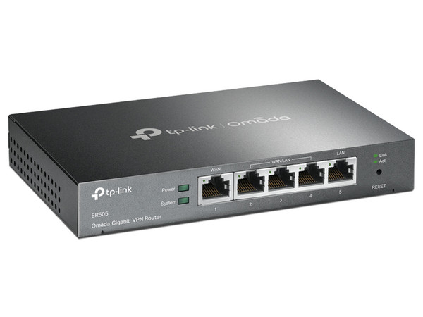 Switch TP-LINK Omada ER605 V2.3 SafeStream, 5 Puertos 10/100/1000Mbps, VPN, Gigabit Multi-WAN. Color Gris.