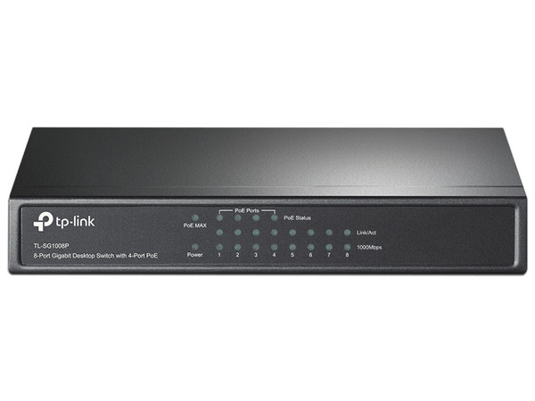 Switch Gigabit TP-LINK de 8 puertos 10/100/1000Mbps, PoE (4 puertos).