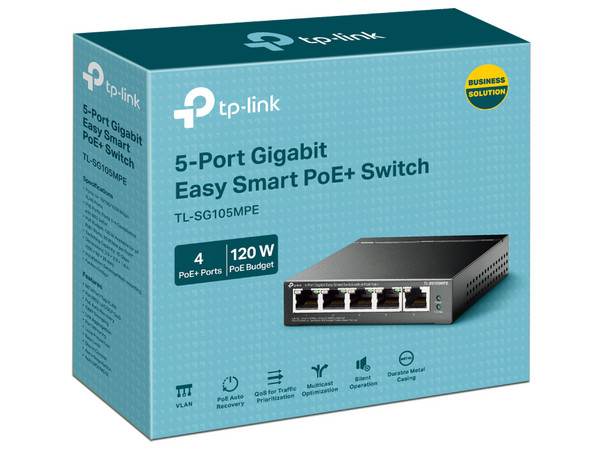 Conmutador TP-Link TL-SG105MPE, 5 Puertos 10/100/1000Mbps, 4 puertos PoE.