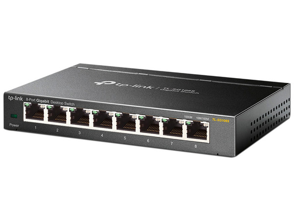 Switch TP-Link TL-SG108S, 8 Puertos RJ-45 10/100/1000Mbps, Color Negro.