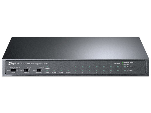 Switch Gigabit TP-LINK TL-SL1311MP, 8 puertos RJ45 de 10/100 Mbps, 2 puertos Gigabit RJ45, 1 puerto Gigabit SFP.