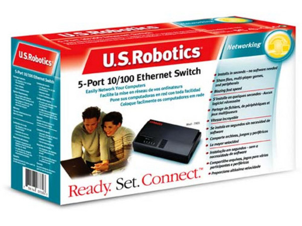 Swtuch US Robotics de 5 Puertos, 10/100Mbps