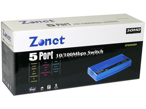 Switch Zonet de 5 Puertos 10/100Mbps