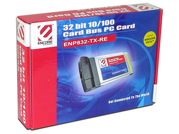 T. de Red Encore PCMCIA 32 Bits 10/100Mbps. Compatible con Windows Vista.