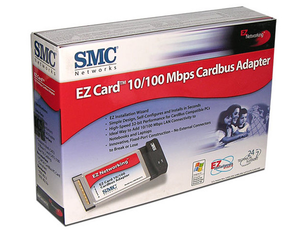T. de Red SMC para Laptop 10/100Mbps, PC-Card 32 Bits. Cardbus tipo II