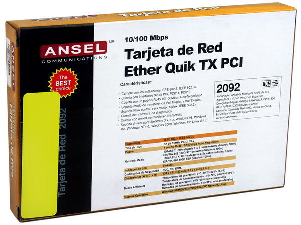 Tarjeta de Red Ether Quick ANSEL 10/100mbps, PCI