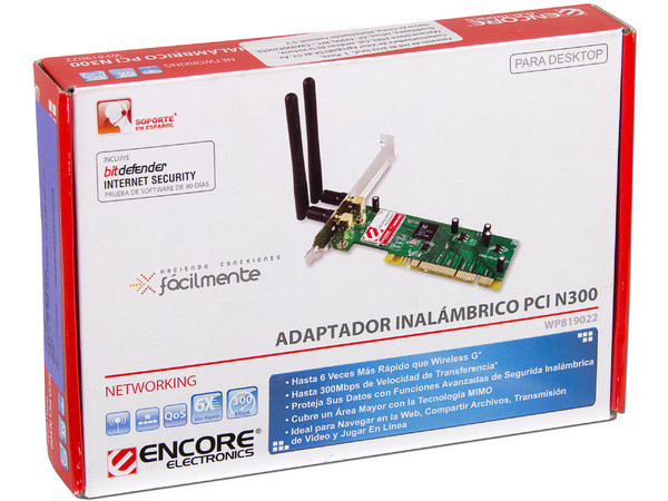 Tarjeta de Red Encore, Inalámbrica IEEE 802.11n, hasta 300Mbps, PCI