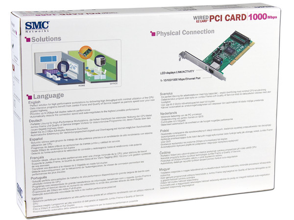 Tarjeta de Red SMC Gigabit, 10/100/1000 Ethernet, PCI.