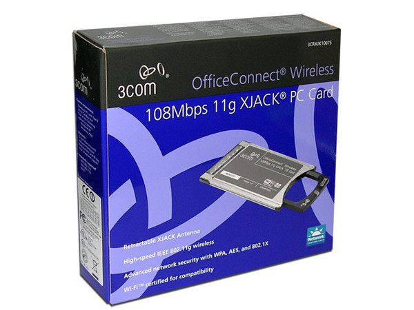 Tarjeta de Red PC Card 3Com OfficeConnect de 108Mbps 11g con antena XJACK
