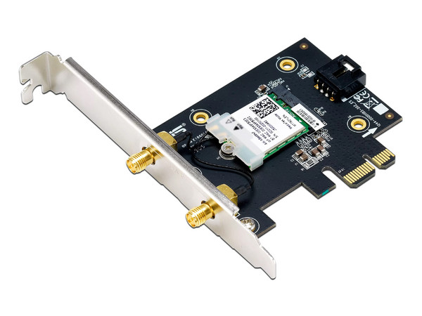 Tarjeta de Red Inalámbrica Asus PCE-AX1800, Bluetooth 5.2, Wi-Fi 6 (802.11ax), Doble banda 2.4GHz y 5GHz, Color Negro.