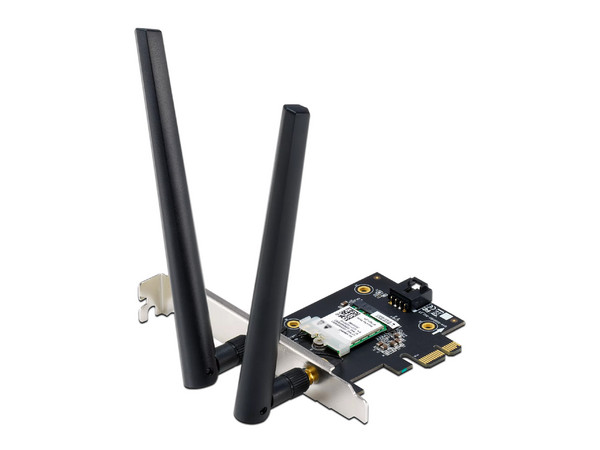 Tarjeta de Red Inalámbrica Asus PCE-AX1800, Bluetooth 5.2, Wi-Fi 6 (802.11ax), Doble banda 2.4GHz y 5GHz, Color Negro.