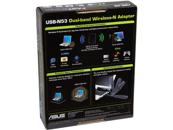 Adaptador Inalámbrico ASUS Wireless-N Dual-Band, USB.