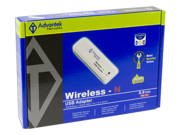 Adaptador  USB Advantek Wireless-N IEEE 802.11n/2.4GHz, 300Mbps