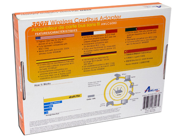 Tarjeta AirLink 101 300N Cardbus Inalámbrica hasta 300Mbp IEEE 802.11n