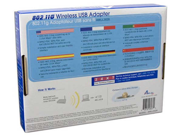 Adaptador USB AirLink 101, 802.11b/g, Inalámbrico 54Mbps